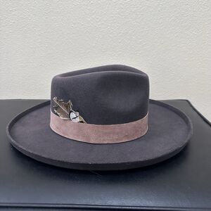 Two Roads Bushwick Fedora Hat Men 55 Grey Wool Felt Wide Brim Classic